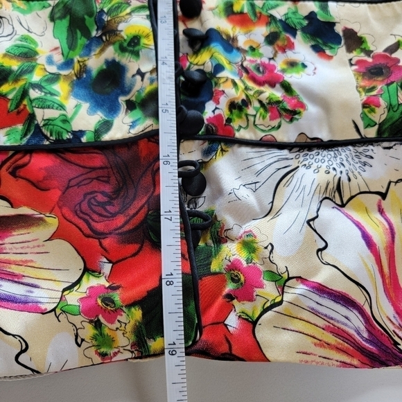JS Collection Bright Floral Silk Jacket 2 Petite EUC - Picture 7 of 9
